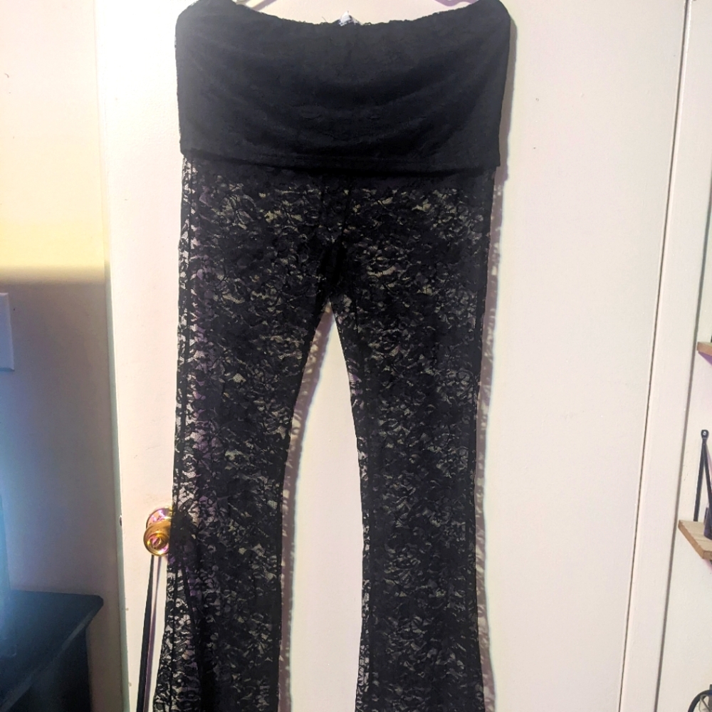 Black lace pants